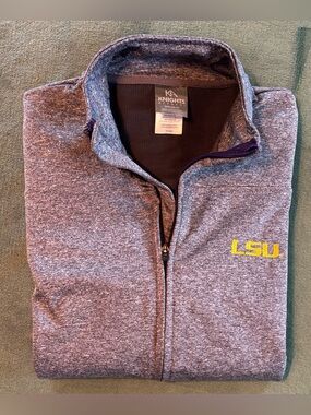 Knights Apparel Gray Quarter-Zip Pullover with Yellow LSU Logo, Size: M (6573)